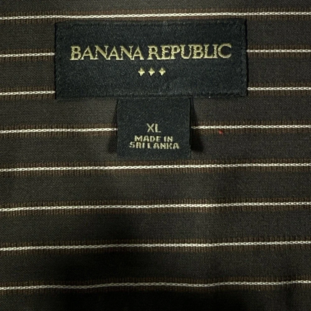 Banana Republic XL Shirt Men Button Down Striped  Brown‎ Business